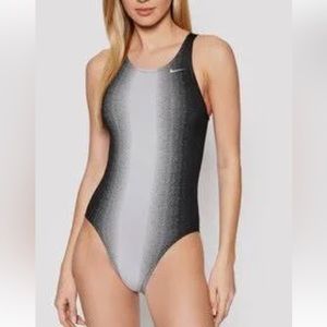 NWT Nike Women Black Gray Fade Sting Swimsuit